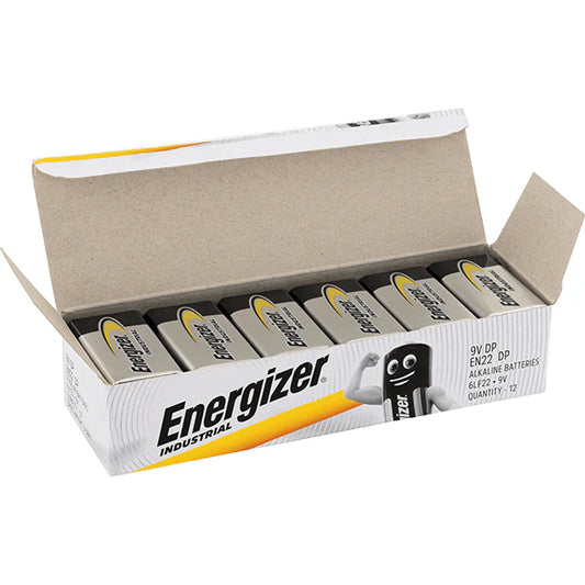 Energizer EN22 9 Volt Alkaline Batteries With Cap Protectors - 12 Box