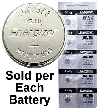 Energizer 364/363 (SR621SW) Silver Oxide Watch Battery. On Tear Strip