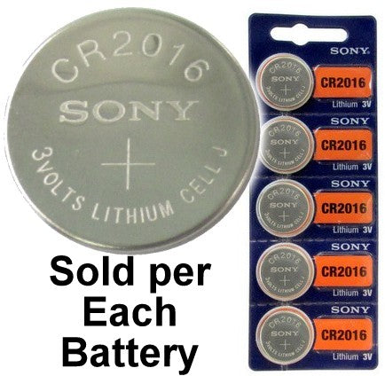 Sony CR2016 3 Volt Lithium Coin Battery On Tear Strip, Latest