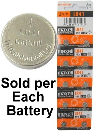Maxell Batteries LR41 (192, AG3) Alkaline Button Size Battery, On