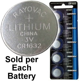 Rayovac RV1632 (CR1632) 3V Lithium Coin Battery On Tear Strip - Per Unit