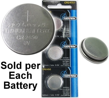 Rayovac RV2450 (CR2450) 3V Lithium Coin Battery On Tear Strip - Per Unit