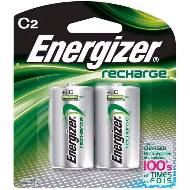 Energizer C Size 2500mAh NiMH rechargeable batteries