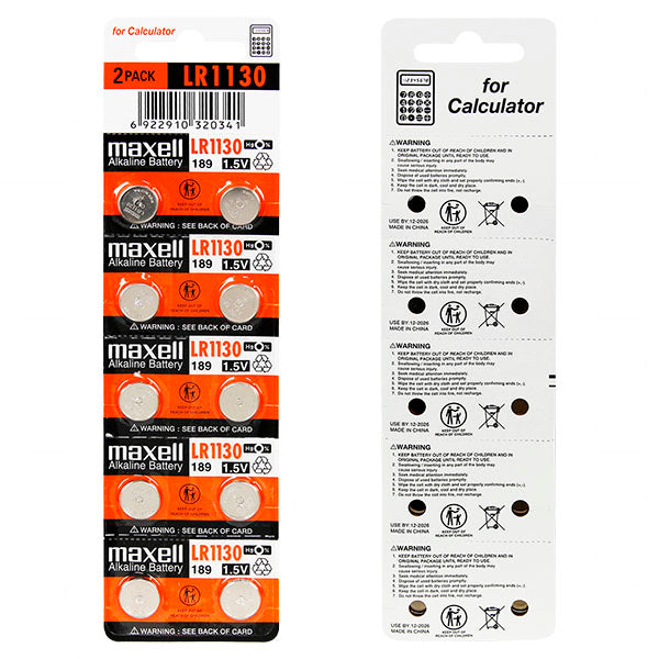 Maxell LR1130 Alkaline Coin Battery On Tear Strip - Per Unit