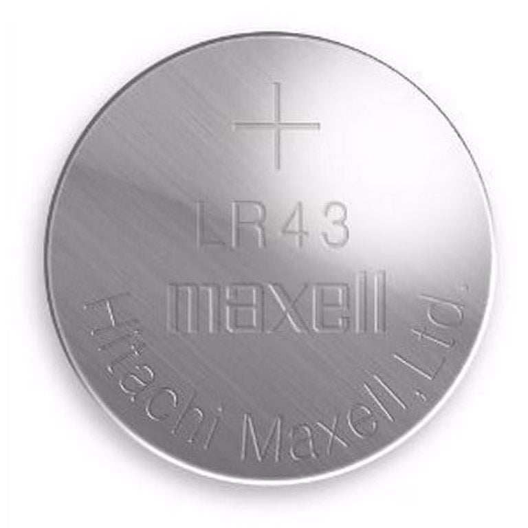 Maxell LR43 (186, AG12) Alkaline Coin Battery On Tear Strip