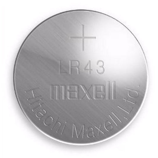 Maxell LR43 (186, AG12) Alkaline Coin Battery On Tear Strip
