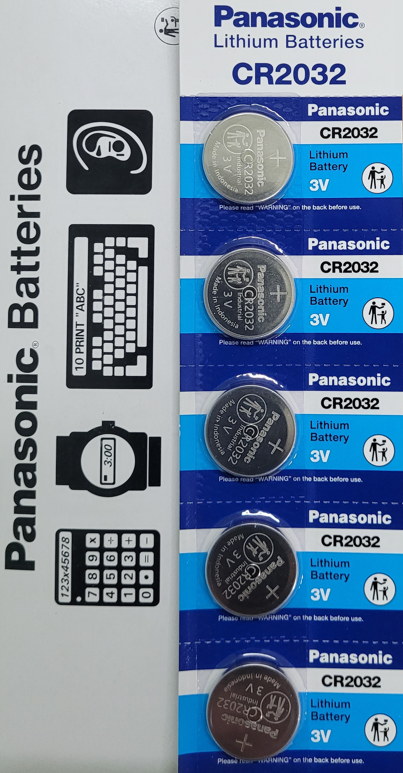 Panasonic CR2032  3 Volt Lithium Coin Battery On Tear Strip