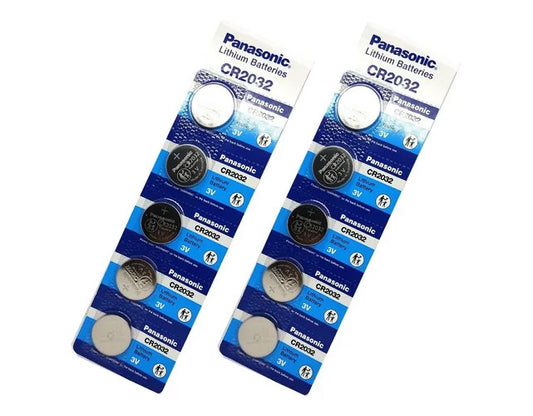 Panasonic CR2032 3V Lithium Coin Battery on Blue Tear Strip - Per Unit