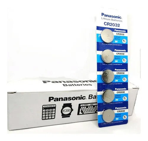 Panasonic CR2032 3V Lithium Coin Battery on Blue Tear Strip - Per Unit