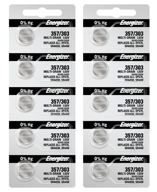 Energizer 357/303 (SR44W) Silver Oxide Coin Battery On Tear Strip - Per Unit
