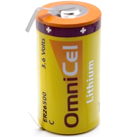 OmniCel ER26500-T C Size 3.6V 8.5Ah Lithium Battery with Tabs - Per Unit