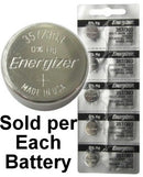 Energizer 357/303 (SR44W, SR44SW, EPX76) Silver Oxide Multi Drain Watch Battery. On Tear Strip