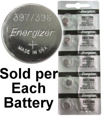 Energizer 397/396 (SR726W) Silver Oxide Watch Battery. On Tear Strip