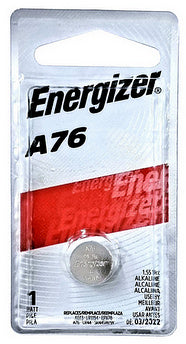 Energizer A76 (PX76A, LR44, AG13) Alkaline Watch Battery, Carded - Exp. 03/2024