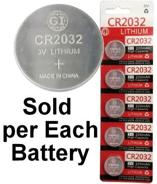 GI Batteries CR2032 Coin Lithium Battery, On Tear Strip, 220mAh