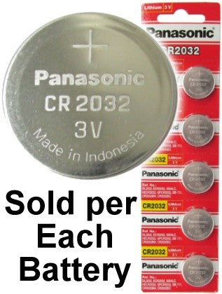 Panasonic CR2032 3 Volt Lithium Coin Battery on Tear Strip, Exp. 01 - 2031