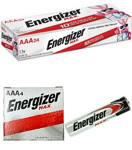 Energizer Max E92 AAA Alkaline Battery, Made in USA, "12-2029" Date AAA - 24 BOX