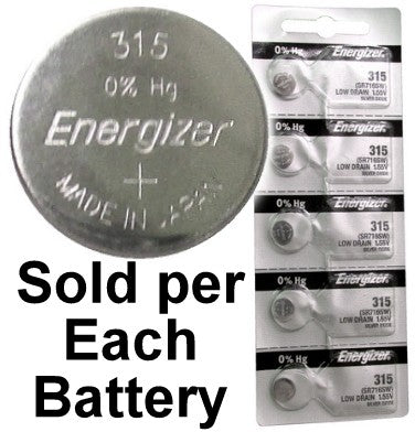 Energizer 315 (SR716SW) Silver Oxide Watch Battery. On Tear Strip