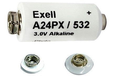 Exell Battery A24PX  (532, PX24, V24PX) 3.0 Volt Alkaline Battery - with Large Snaps