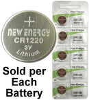 New Energy CR1220 3V Lithium Coin Cell, on Card