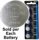 Rayovac CR1632 3V Lithium Coin Battery On Tear Strip