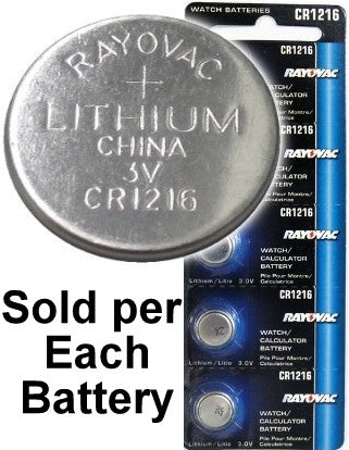 Rayovac RV1216 (CR1216) Lithium Coin Battery - On Tear Strip